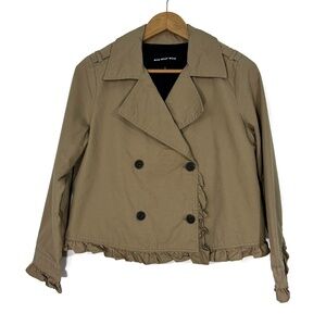 Who What Wear Target Women’s Size Small Brown Double Breasted Ruffle Trim Jacket